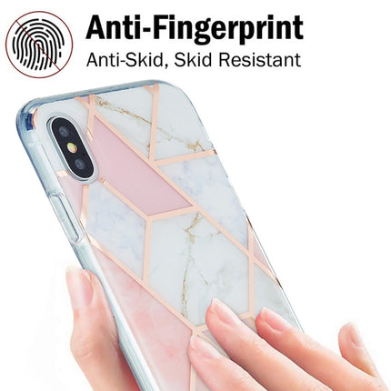 3D Electroplating Marble Pattern TPU Protective Case For iPhone XS / X(Pink)-garmade.com