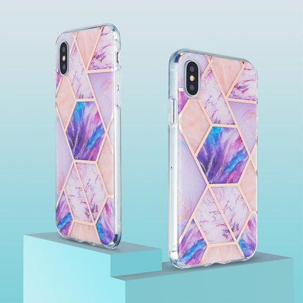 3D Electroplating Marble Pattern TPU Protective Case For iPhone XS / X(Pink Purple)-garmade.com