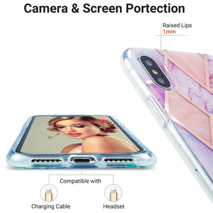 3D Electroplating Marble Pattern TPU Protective Case For iPhone XS / X(Pink Purple)-garmade.com
