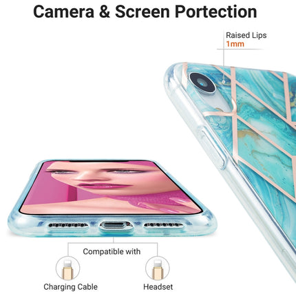 3D Electroplating Marble Pattern TPU Protective Case For iPhone XR(Green)-garmade.com
