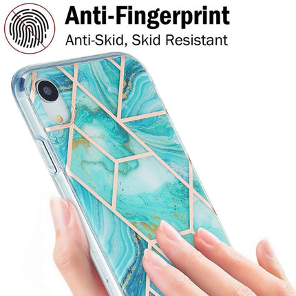 3D Electroplating Marble Pattern TPU Protective Case For iPhone XR(Green)-garmade.com