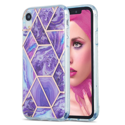 3D Electroplating Marble Pattern TPU Protective Case For iPhone XR(Purple)-garmade.com