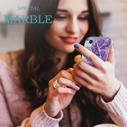 3D Electroplating Marble Pattern TPU Protective Case For iPhone XR(Purple)-garmade.com