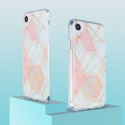 3D Electroplating Marble Pattern TPU Protective Case For iPhone XR(Pink)-garmade.com