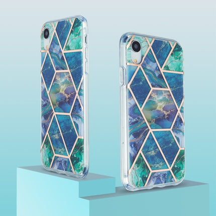 3D Electroplating Marble Pattern TPU Protective Case For iPhone XR(Dark Green)-garmade.com