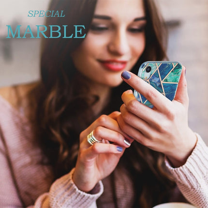 3D Electroplating Marble Pattern TPU Protective Case For iPhone XR(Dark Green)-garmade.com