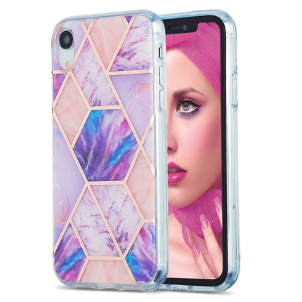 3D Electroplating Marble Pattern TPU Protective Case For iPhone XR(Pink Purple)-garmade.com
