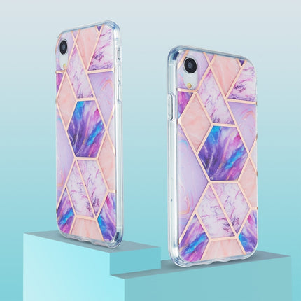 3D Electroplating Marble Pattern TPU Protective Case For iPhone XR(Pink Purple)-garmade.com