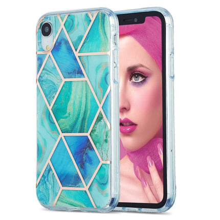 3D Electroplating Marble Pattern TPU Protective Case For iPhone XR(Green Blue)-garmade.com