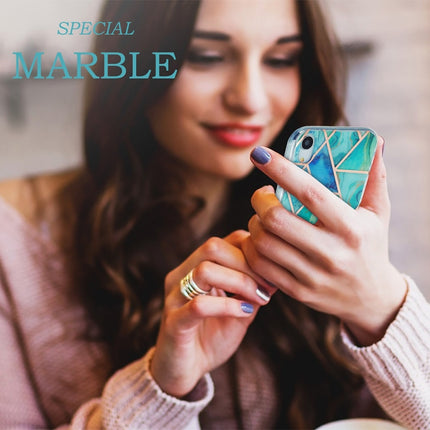 3D Electroplating Marble Pattern TPU Protective Case For iPhone XR(Green Blue)-garmade.com