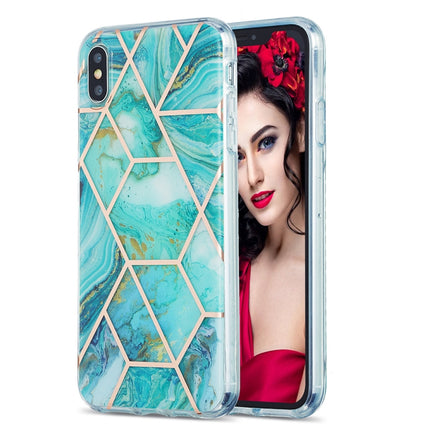 3D Electroplating Marble Pattern TPU Protective Case For iPhone XS Max(Green)-garmade.com