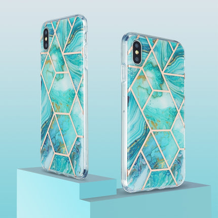 3D Electroplating Marble Pattern TPU Protective Case For iPhone XS Max(Green)-garmade.com
