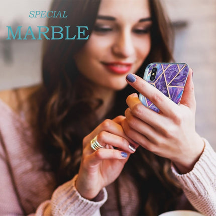 3D Electroplating Marble Pattern TPU Protective Case For iPhone XS Max(Purple)-garmade.com