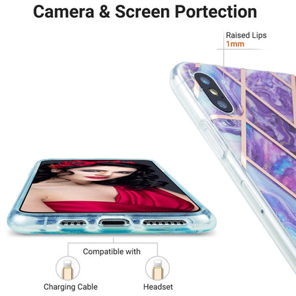3D Electroplating Marble Pattern TPU Protective Case For iPhone XS Max(Purple)-garmade.com