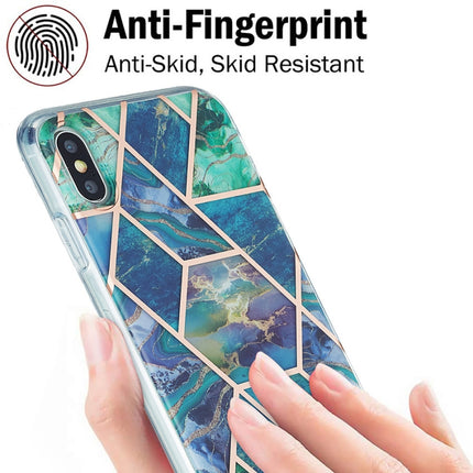 3D Electroplating Marble Pattern TPU Protective Case For iPhone XS Max(Dark Green)-garmade.com