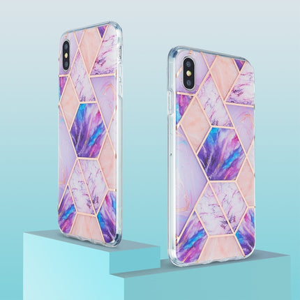 3D Electroplating Marble Pattern TPU Protective Case For iPhone XS Max(Pink Purple)-garmade.com