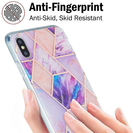 3D Electroplating Marble Pattern TPU Protective Case For iPhone XS Max(Pink Purple)-garmade.com