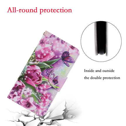 For Samsung Galaxy S21 5G Coloured Drawing Pattern Horizontal Flip PU Leather Case with Holder & Card Slots & Wallet & Lanyard(Rose Butterfly)-garmade.com