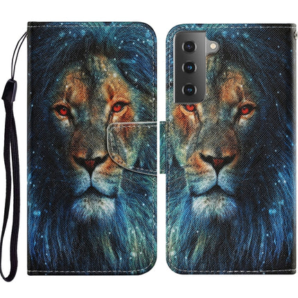 For Samsung Galaxy S21 5G Coloured Drawing Pattern Horizontal Flip PU Leather Case with Holder & Card Slots & Wallet & Lanyard(Lion)-garmade.com