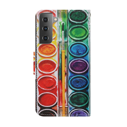 For Samsung Galaxy S21 5G Coloured Drawing Pattern Horizontal Flip PU Leather Case with Holder & Card Slots & Wallet & Lanyard(Eye Shadow)-garmade.com
