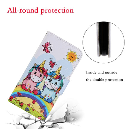 For Samsung Galaxy S21 5G Coloured Drawing Pattern Horizontal Flip PU Leather Case with Holder & Card Slots & Wallet & Lanyard(Couple Unicorn)-garmade.com