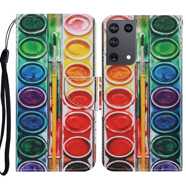 For Samsung Galaxy S21 Ultra 5G Coloured Drawing Pattern Horizontal Flip PU Leather Case with Holder & Card Slots & Wallet & Lanyard(Eye Shadow)-garmade.com