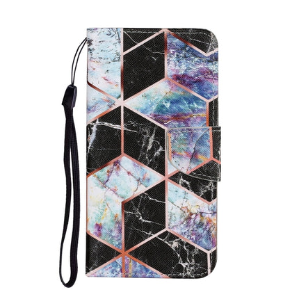 For Samsung Galaxy S21+ 5G Coloured Drawing Pattern Horizontal Flip PU Leather Case with Holder & Card Slots & Wallet & Lanyard(Black Marble)-garmade.com