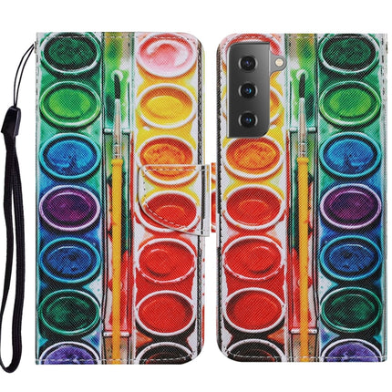 For Samsung Galaxy S21+ 5G Coloured Drawing Pattern Horizontal Flip PU Leather Case with Holder & Card Slots & Wallet & Lanyard(Eye Shadow)-garmade.com
