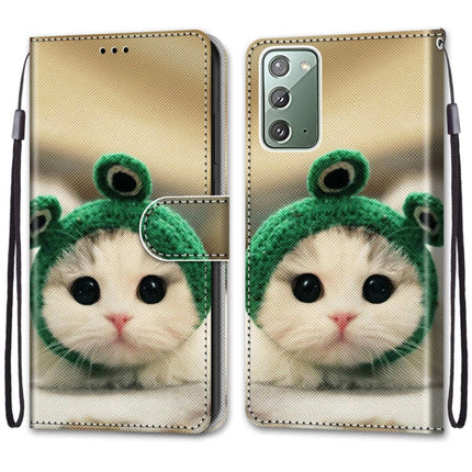 For Samsung Galaxy Note 20 Coloured Drawing Cross Texture Horizontal Flip PU Leather Case with Holder & Card Slots & Wallet & Lanyard(Frog Kitten)-garmade.com