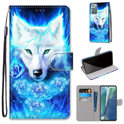 For Samsung Galaxy Note 20 Coloured Drawing Cross Texture Horizontal Flip PU Leather Case with Holder & Card Slots & Wallet & Lanyard(Dick Rose Wolf)-garmade.com