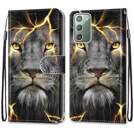 For Samsung Galaxy Note 20 Coloured Drawing Cross Texture Horizontal Flip PU Leather Case with Holder & Card Slots & Wallet & Lanyard(Fission Lion)-garmade.com
