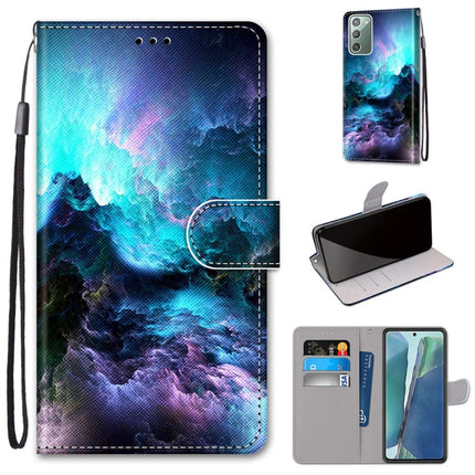 For Samsung Galaxy Note 20 Coloured Drawing Cross Texture Horizontal Flip PU Leather Case with Holder & Card Slots & Wallet & Lanyard(Colorful Clouds)-garmade.com