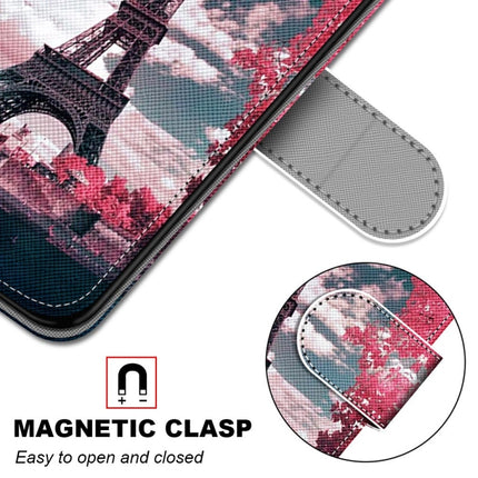 For Samsung Galaxy Note 20 Ultra Coloured Drawing Cross Texture Horizontal Flip PU Leather Case with Holder & Card Slots & Wallet & Lanyard(Pink Flower Tower Bridge)-garmade.com
