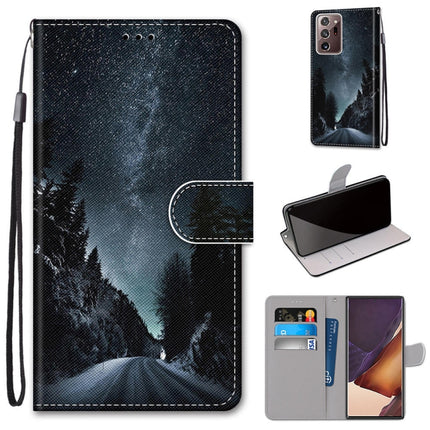 For Samsung Galaxy Note 20 Ultra Coloured Drawing Cross Texture Horizontal Flip PU Leather Case with Holder & Card Slots & Wallet & Lanyard(Mountain Road Starry Sky)-garmade.com