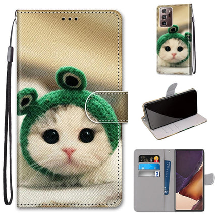 For Samsung Galaxy Note 20 Ultra Coloured Drawing Cross Texture Horizontal Flip PU Leather Case with Holder & Card Slots & Wallet & Lanyard(Frog Kitten)-garmade.com