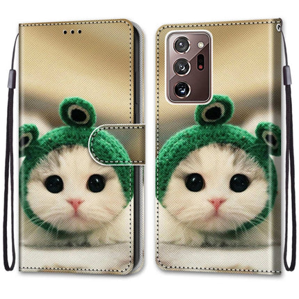 For Samsung Galaxy Note 20 Ultra Coloured Drawing Cross Texture Horizontal Flip PU Leather Case with Holder & Card Slots & Wallet & Lanyard(Frog Kitten)-garmade.com