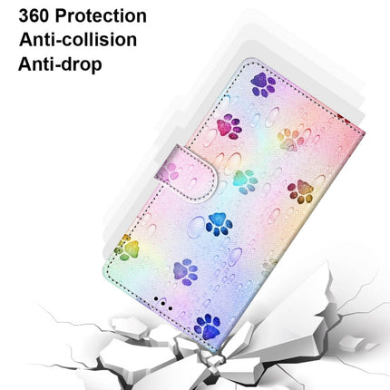 For Samsung Galaxy S21 5G Coloured Drawing Cross Texture Horizontal Flip PU Leather Case with Holder & Card Slots & Wallet & Lanyard(Footprint Water Drops)-garmade.com