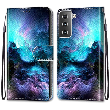 For Samsung Galaxy S21 5G Coloured Drawing Cross Texture Horizontal Flip PU Leather Case with Holder & Card Slots & Wallet & Lanyard(Colorful Clouds)-garmade.com