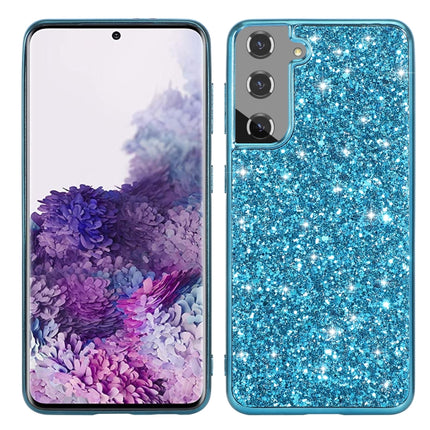 For Samsung Galaxy S21 5G Glitter Powder Shockproof TPU Protective Case(Blue)-garmade.com