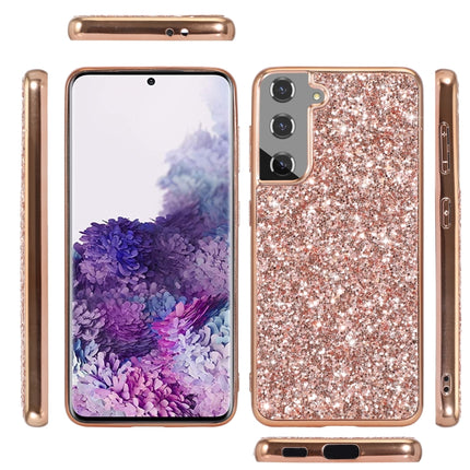 For Samsung Galaxy S21 Plus 5G Glitter Powder Shockproof TPU Protective Case(Rose Gold)-garmade.com