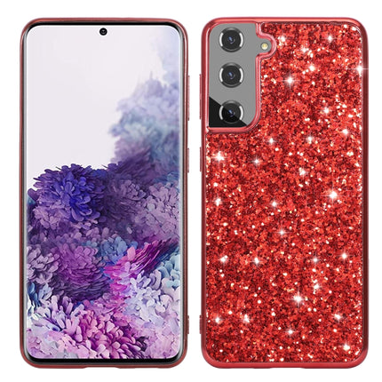 For Samsung Galaxy S21 Plus 5G Glitter Powder Shockproof TPU Protective Case(Red)-garmade.com