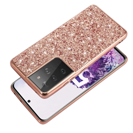 For Samsung Galaxy S21 Ultra 5G Glitter Powder Shockproof TPU Protective Case(Blue)-garmade.com