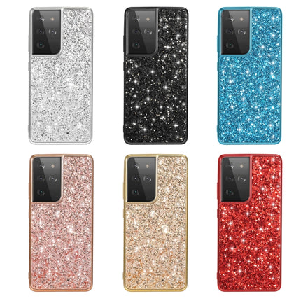 For Samsung Galaxy S21 Ultra 5G Glitter Powder Shockproof TPU Protective Case(Blue)-garmade.com