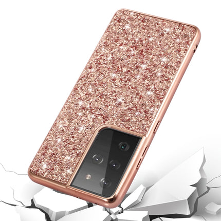 For Samsung Galaxy S21 Ultra 5G Glitter Powder Shockproof TPU Protective Case(Rose Gold)-garmade.com