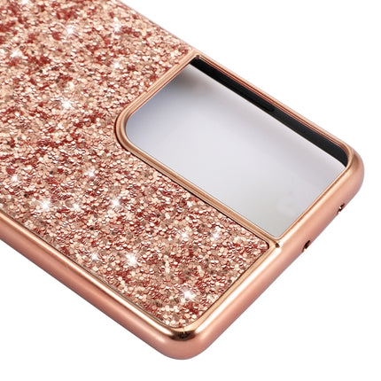 For Samsung Galaxy S21 Ultra 5G Glitter Powder Shockproof TPU Protective Case(Rose Gold)-garmade.com