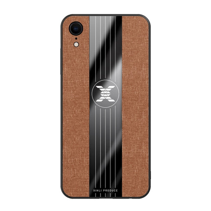 For iPhone XR XINLI Stitching Cloth Texture Shockproof TPU Protective Case(Brown)-garmade.com
