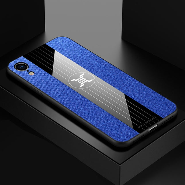 For iPhone XR XINLI Stitching Cloth Texture Shockproof TPU Protective Case(Blue)-garmade.com