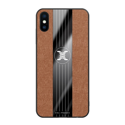 For iPhone X / XS XINLI Stitching Cloth Texture Shockproof TPU Protective Case(Brown)-garmade.com