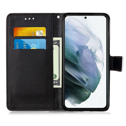 For Samsung Galaxy S21+ 5G Colored Drawing Pattern Plain Weave Horizontal Flip Leather Case with Holder & Card Slot & Wallet & Lanyard(Roses On Black)-garmade.com