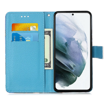 For Samsung Galaxy S21 5G Colored Drawing Pattern Plain Weave Horizontal Flip Leather Case with Holder & Card Slot & Wallet & Lanyard(Caring Butterfly)-garmade.com